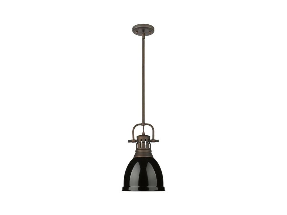 Duncan Small Pendant with Rod in Rubbed Bronze with Black