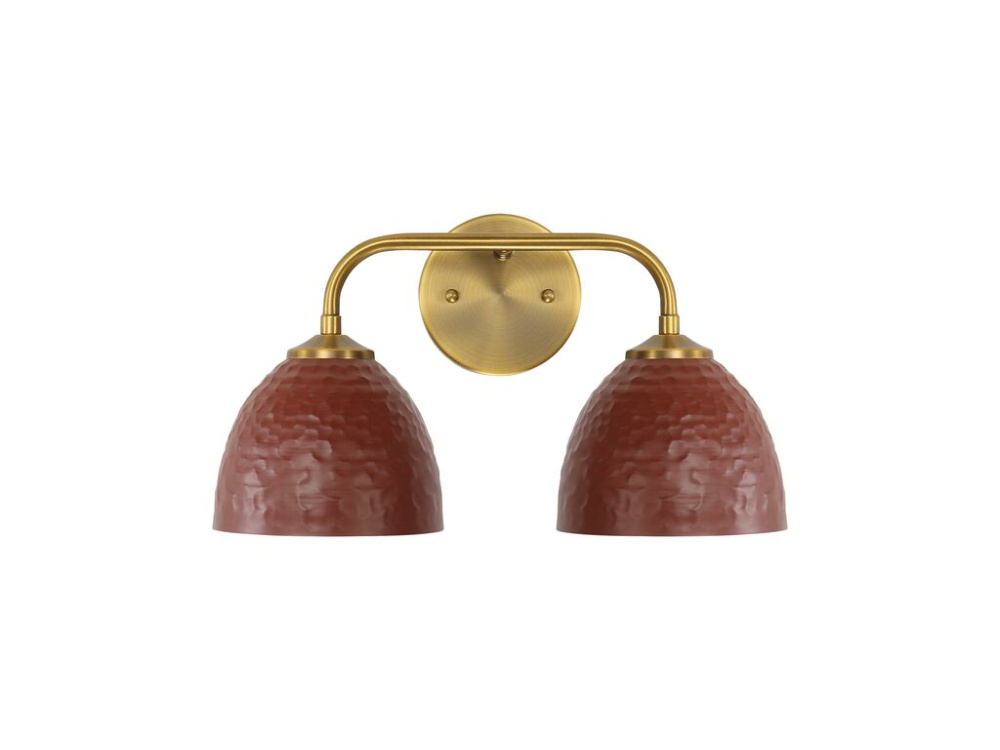 Shepard 2-Light Bath Vanity in Modern Brass with Russet Clay