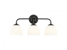 Golden 6954-BA3 BLK-OP - Dorinda 3-Light Vanity Light in Matte Black with Opal Glass