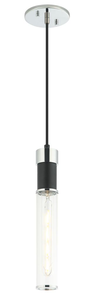 Tubo Matte Black + Chrome Pendant