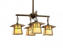 Arroyo Craftsman CCH-8/4BOF-S - 8" carmel 4 light chandelier with bungalow overlay
