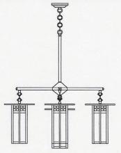 Arroyo Craftsman GCH-9L/4-1AM-VP - 9" glasgow long body 4 light chandelier, center light
