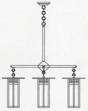Arroyo Craftsman GCH-9L/4CS-RC - 9" glasgow long body 4 light chandelier
