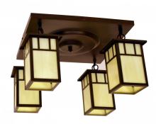 Arroyo Craftsman HCM-4L/4ETN-S - 4" huntington 4 light ceiling mount without overlay (empty)
