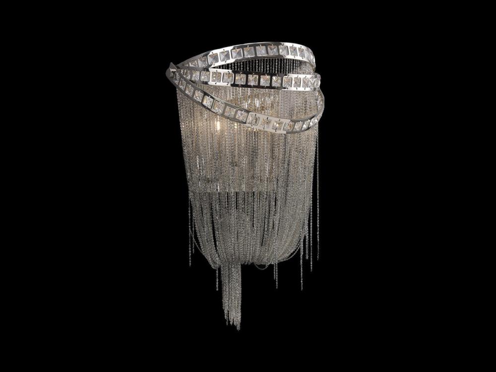 Wilshire Blvd. Polish Nickel Chain And Crystal Wall Sconce