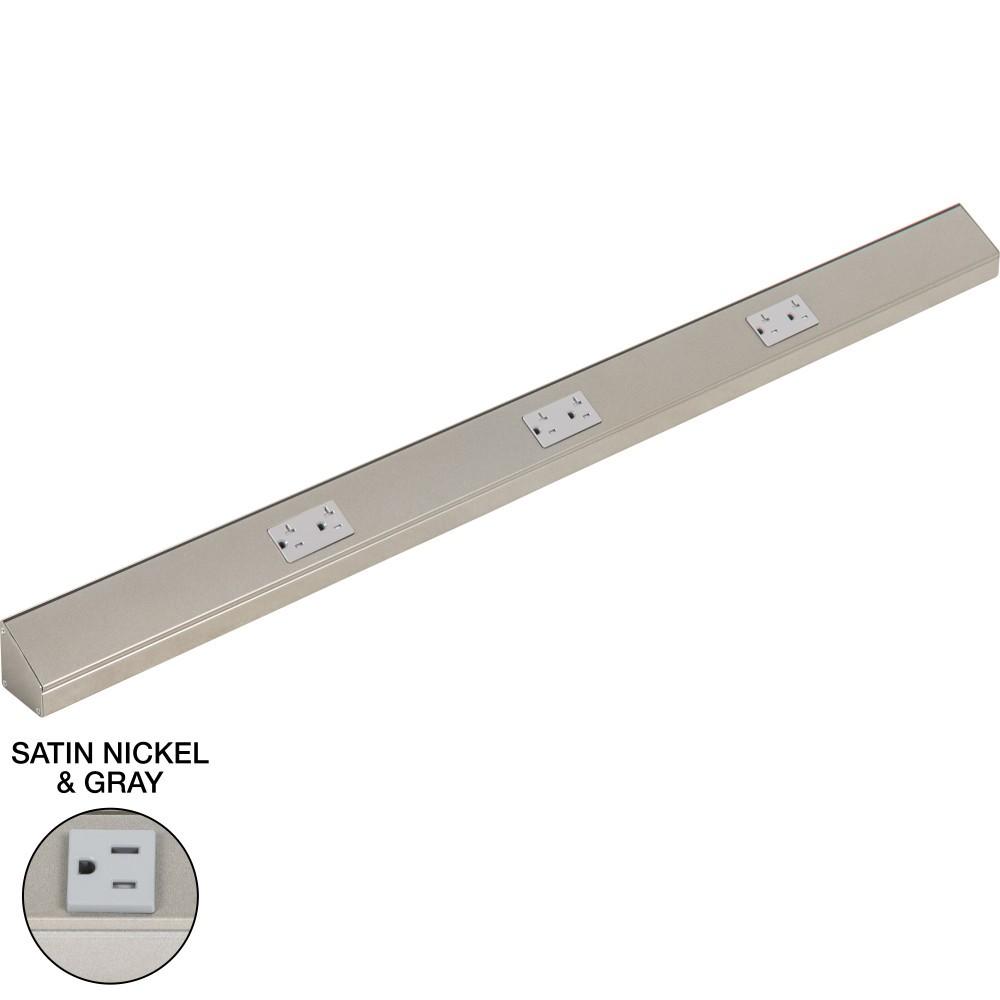 42&#34; Tamper Resistant, 3 Gray Duplex Recept, Satin Nickel Finish