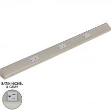 Task Lighting TR42-3GD-P-SN - 42" Tamper Resistant, 3 Gray Duplex Recept, Satin Nickel Finish