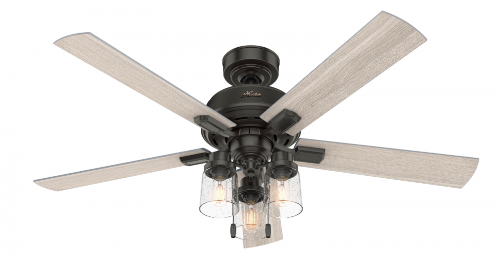 Hunter 52 inch Hartland Noble Bronze Ceiling Fan with LED Light Kit and Pull Chain
