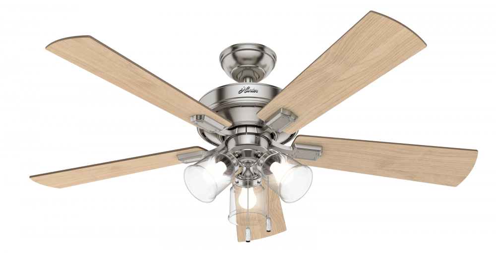Hunter 52 inch Crestfield Brushed Nickel Ceiling Fan with LED Light Kit and Pull Chain