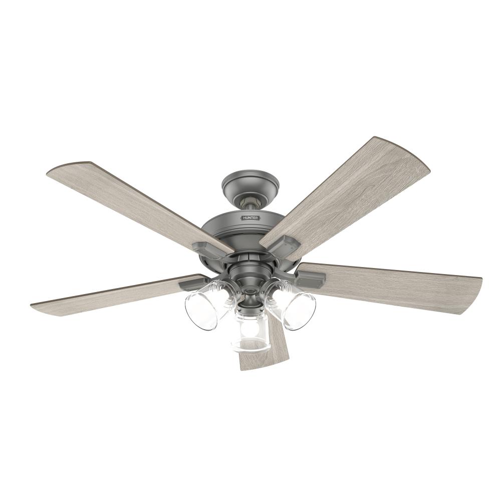Hunter 52 inch Crestfield Matte Silver Ceiling Fan with LED Light Kit and Handheld Remote