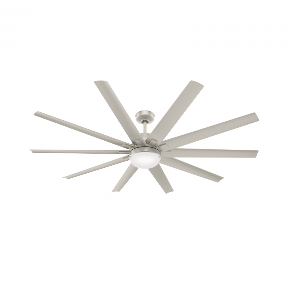 Hunter 72 inch Overton ENERGY STAR® Matte Nickel Damp Rated Ceiling Fan with LED Lt Kit