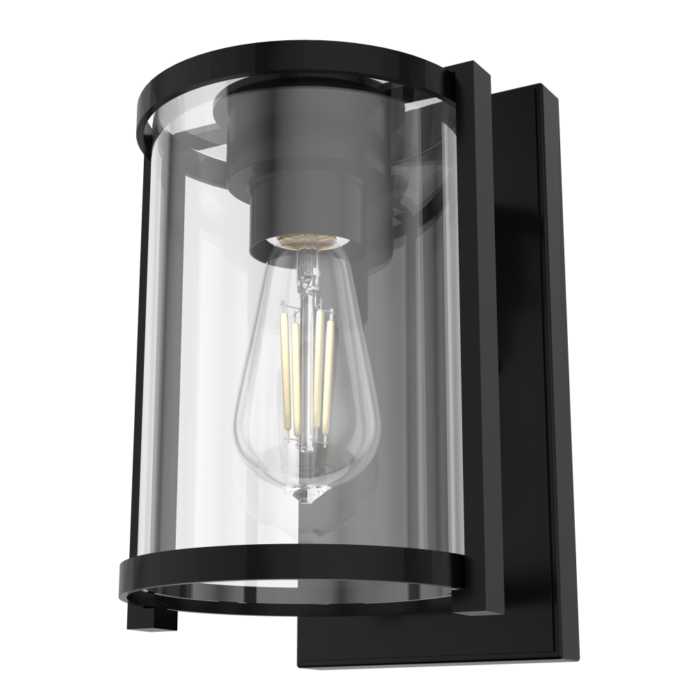 Hunter Astwood Matte Black with Clear Glass 1 Light Sconce Wall Light Fixture