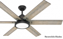 Hunter 51474 - Hunter 60 inch Warrant Matte Black Ceiling Fan with LED Light Kit and Wall Control