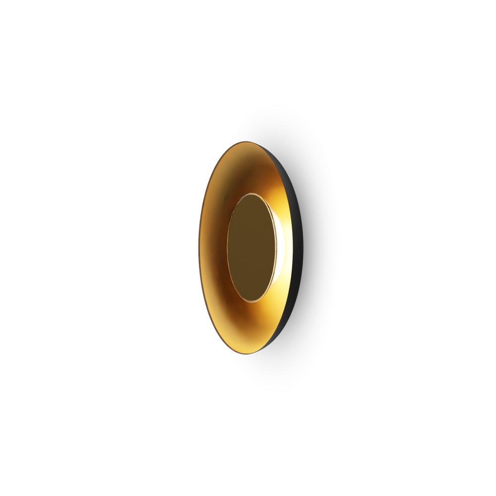 Ramen Wall Sconce 9&#34; (Brass) with 18&#34; back dish (Matte Black w/ Gold Interior)