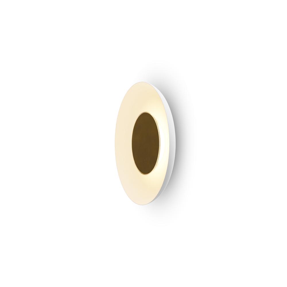 Ramen Wall Sconce 9&#34; (Brass) with 18&#34; back dish (Matte White)