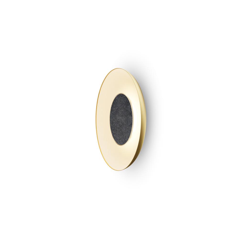Ramen Wall Sconce 9&#34; (Charcoal Felt) with 18&#34; back dish (Gold w/ Matte White Interior)