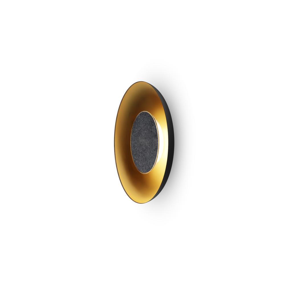 Ramen Wall Sconce 9&#34; (Charcoal Felt) with 18&#34; back dish (Matte Black w/ Gold Interior)