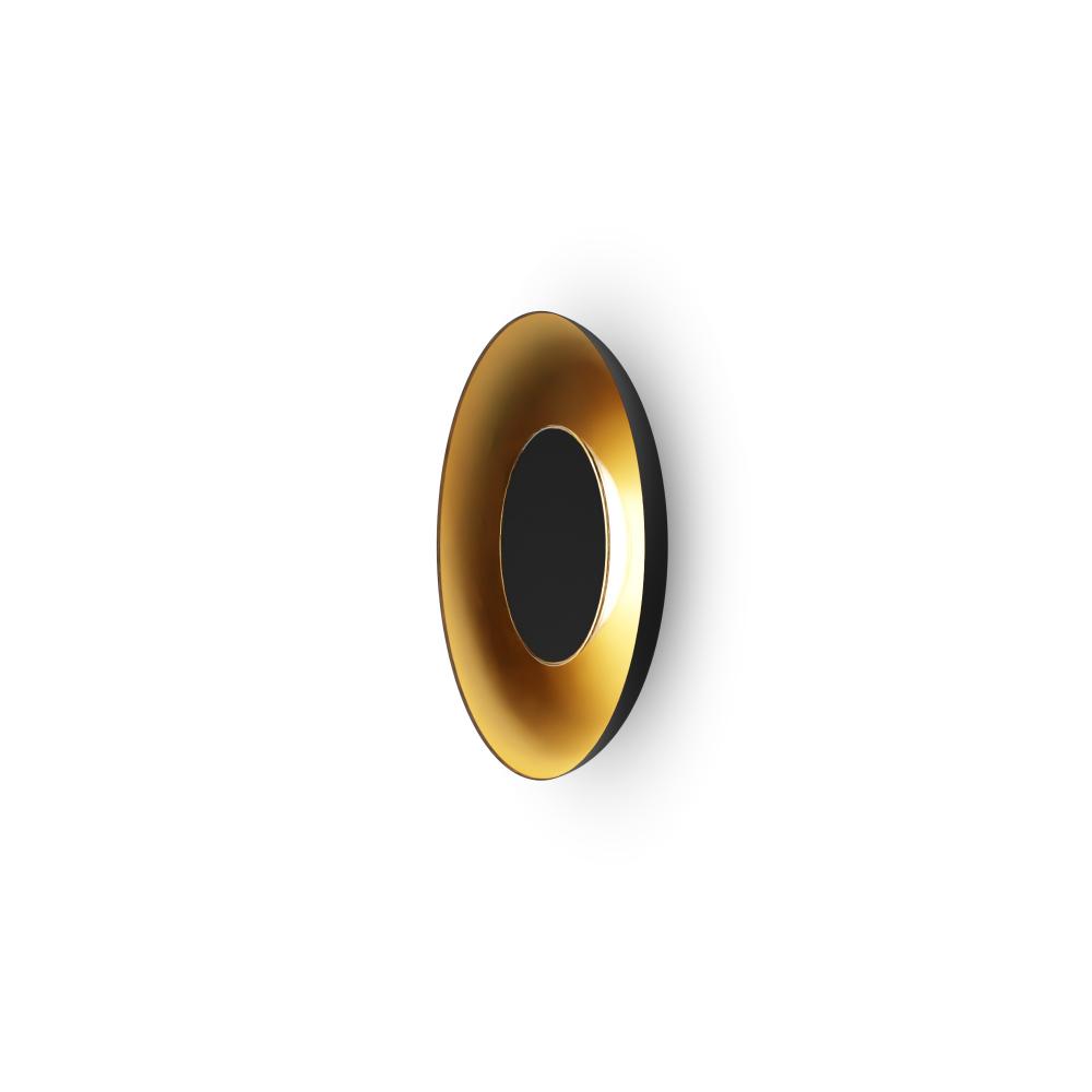Ramen Wall Sconce 9&#34; (Matte Black) with 18&#34; back dish (Matte Black w/ Gold Interior)