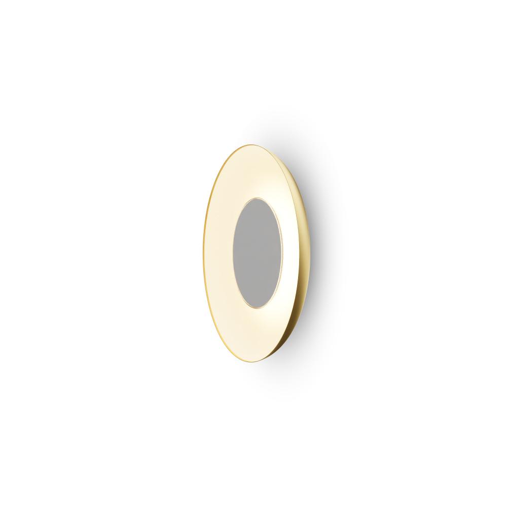 Ramen Wall Sconce 9&#34; (Matte White) with 18&#34; back dish (Gold w/ Matte White Interior)