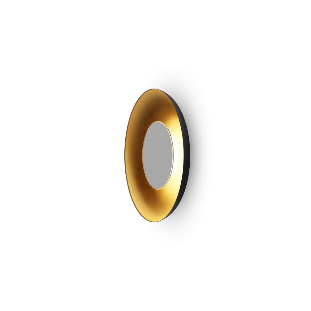 Ramen Wall Sconce 9&#34; (Matte White) with 18&#34; back dish (Matte Black w/ Gold Interior)