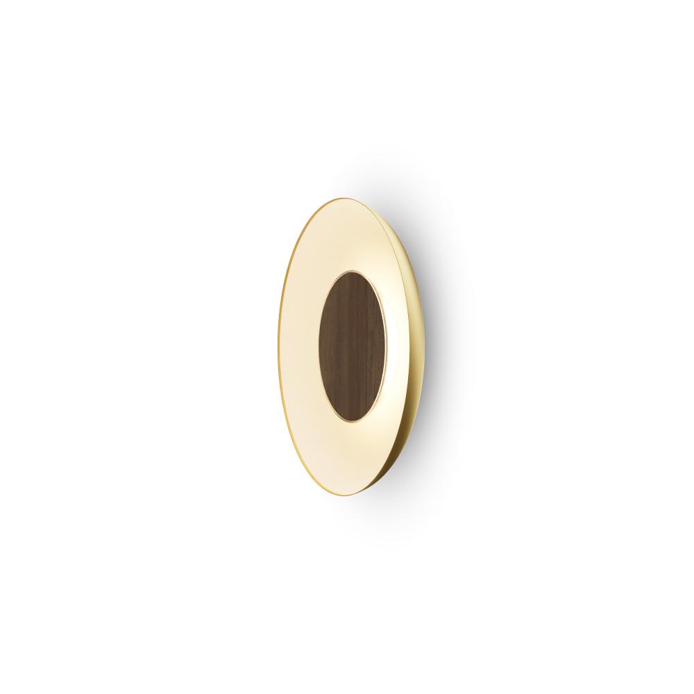 Ramen Wall Sconce 9&#34; (Oiled Walnut) with 18&#34; back dish (Gold w/ Matte White Interior)