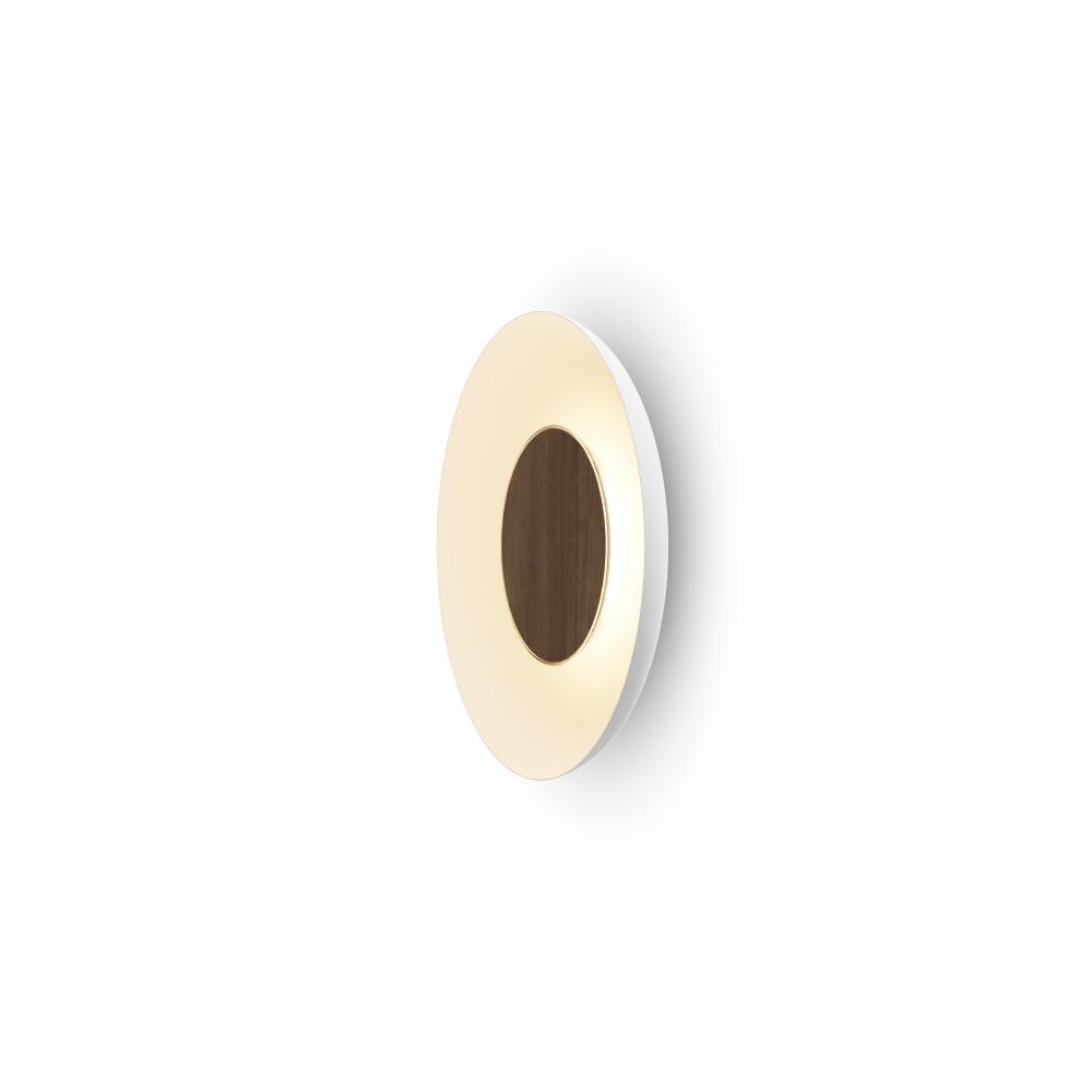 Ramen Wall Sconce 9&#34; (Oiled Walnut) with 18&#34; back dish (Matte White)