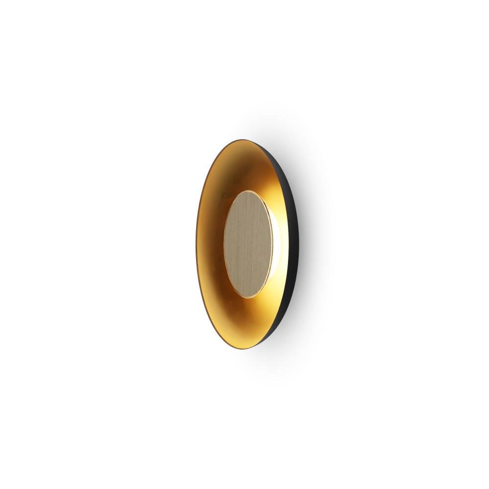 Ramen Wall Sconce 9&#34; (White Oak) with 18&#34; back dish (Matte Black w/ Gold Interior)