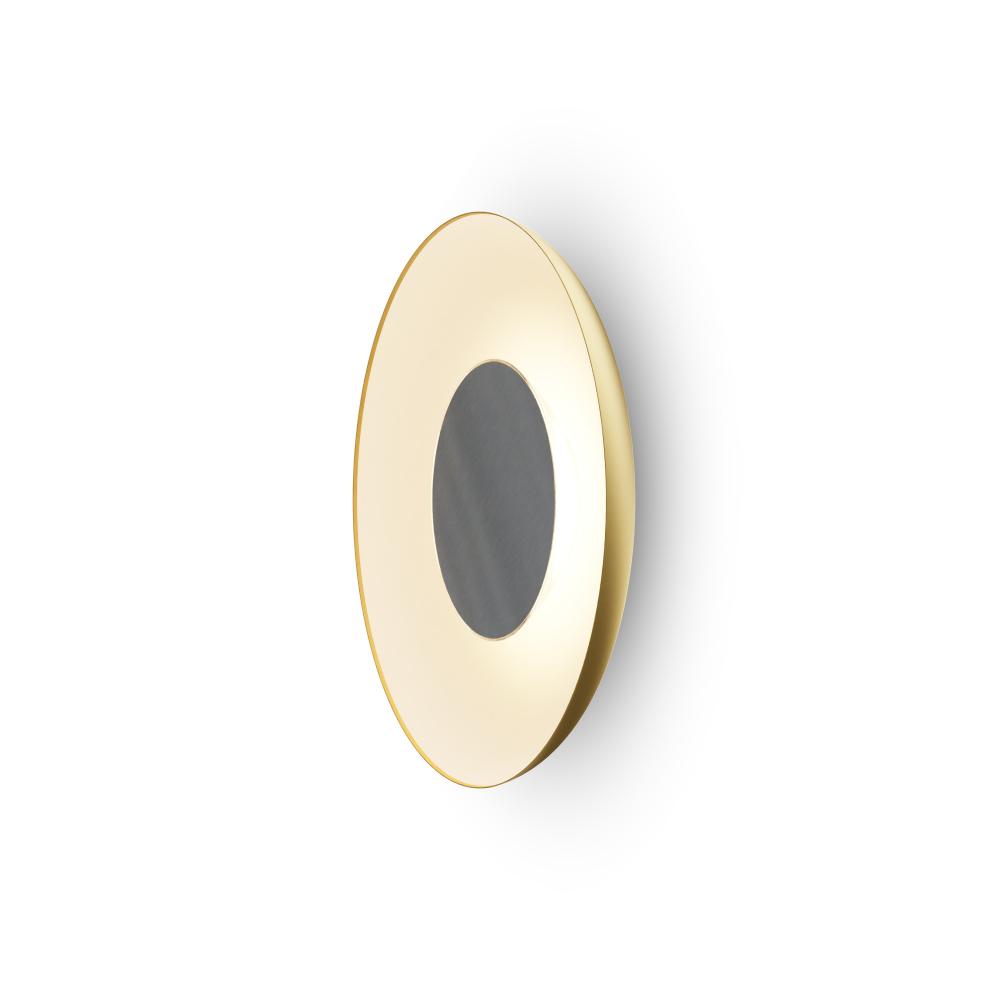Ramen Wall Sconce 12&#34; (Brushed Nickel) with 24&#34; back dish (Gold w/ Matte White Interior)