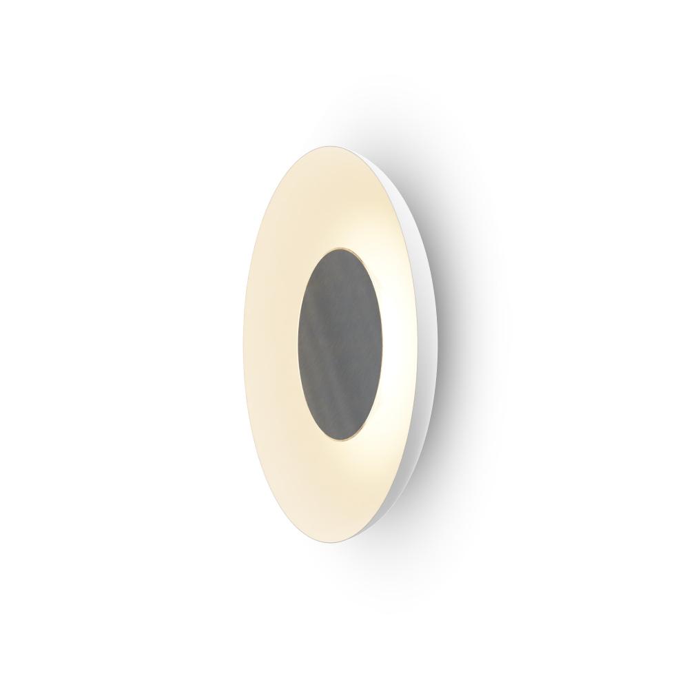 Ramen Wall Sconce 12&#34; (Brushed Nickel) with 24&#34; back dish (Matte White)