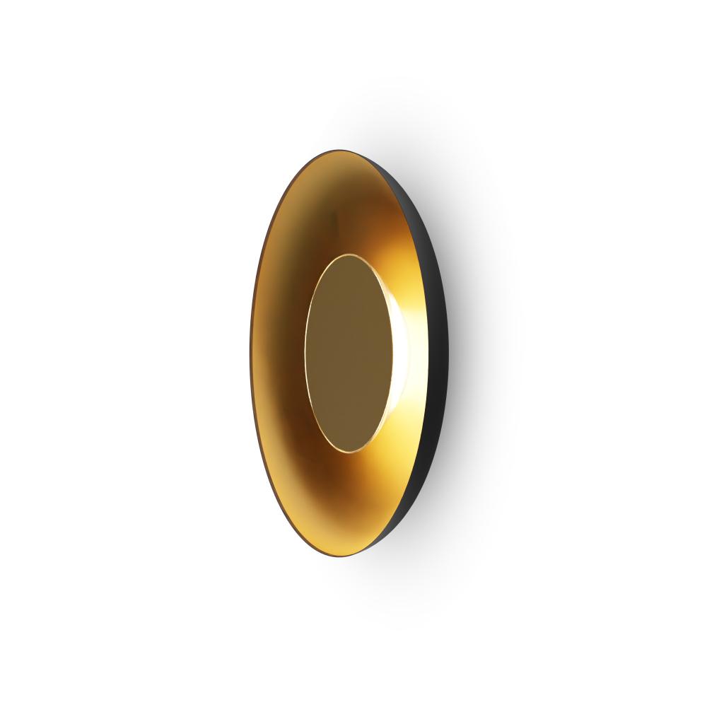 Ramen Wall Sconce 12&#34; (Brass) with 24&#34; back dish (Matte Black w/ Gold Interior)