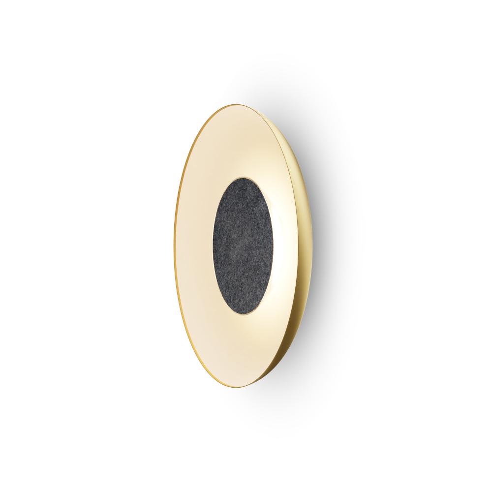 Ramen Wall Sconce 12&#34; (Charcoal Felt) with 24&#34; back dish (Gold w/ Matte White Interior)