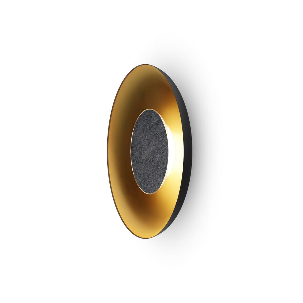 Ramen Wall Sconce 12&#34; (Charcoal Felt) with 24&#34; back dish (Matte Black w/ Gold Interior)