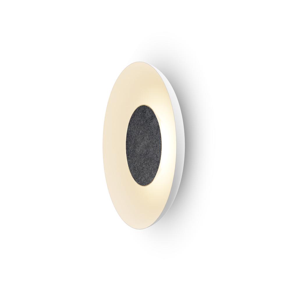 Ramen Wall Sconce 12&#34; (Charcoal Felt) with 24&#34; back dish (Matte White)