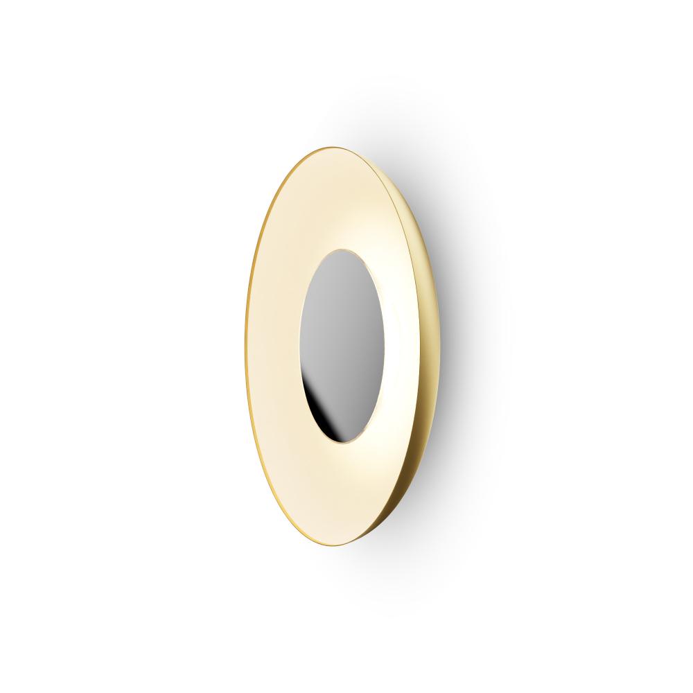 Ramen Wall Sconce 12&#34; (Chrome) with 24&#34; back dish (Gold w/ Matte White Interior)