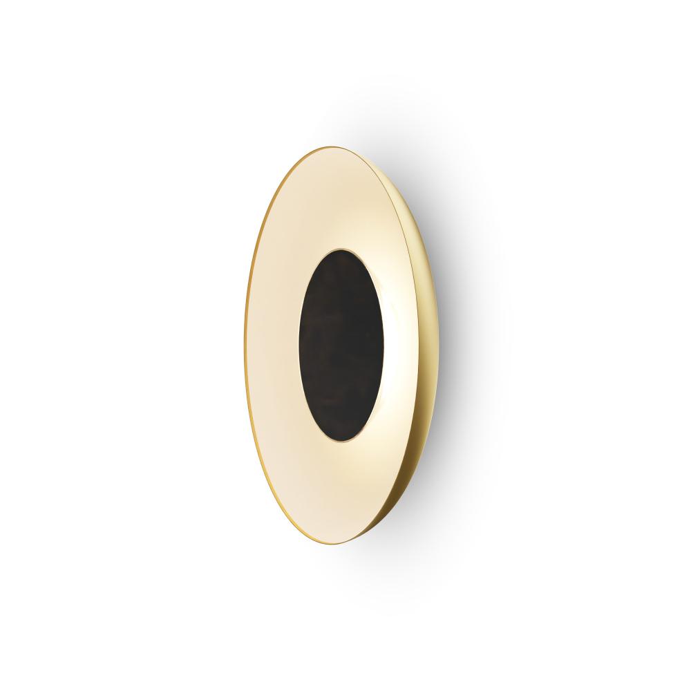 Ramen Wall Sconce 12&#34; (Matte Black) with 24&#34; back dish (Gold w/ Matte White Interior)