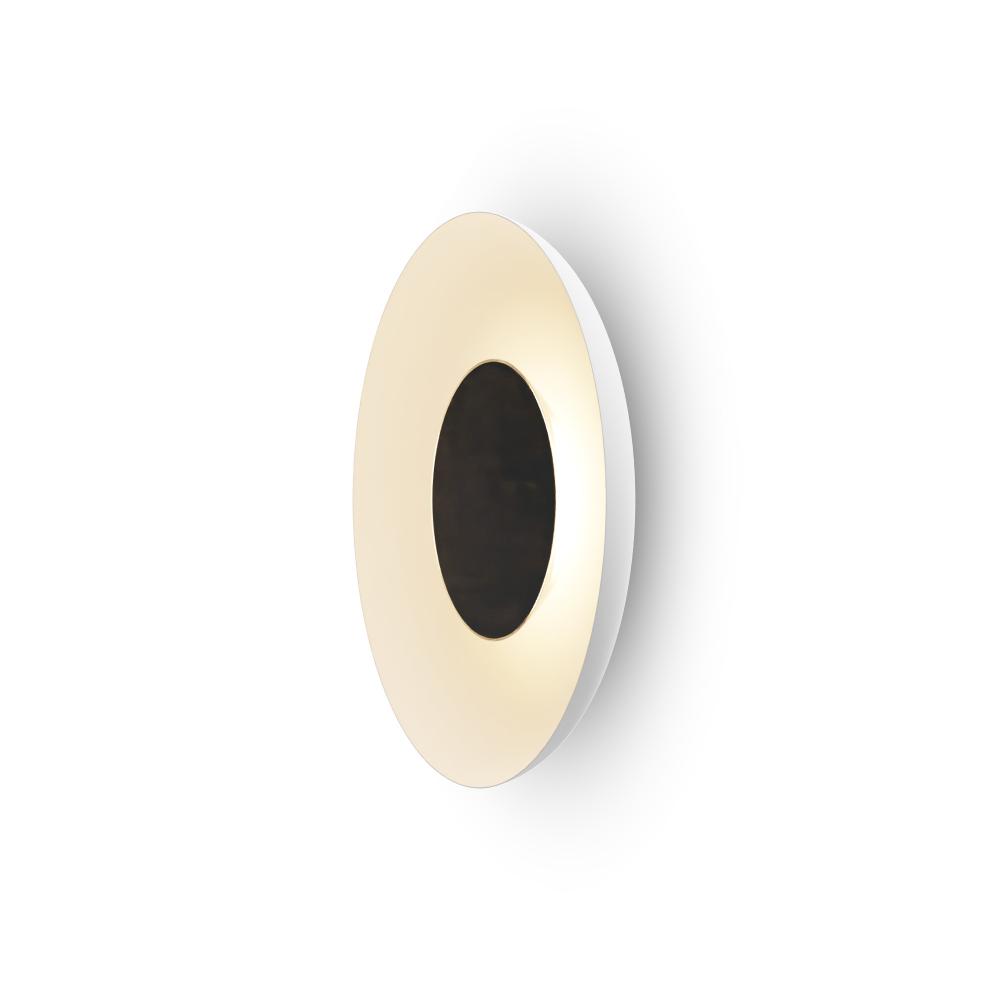 Ramen Wall Sconce 12&#34; (Matte Black) with 24&#34; back dish (Matte White)