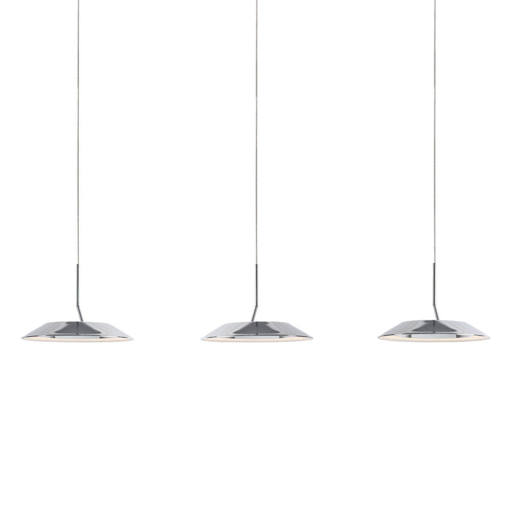 Royyo Pendant (linear with 3 pendants), Chrome, Matte White Canopy