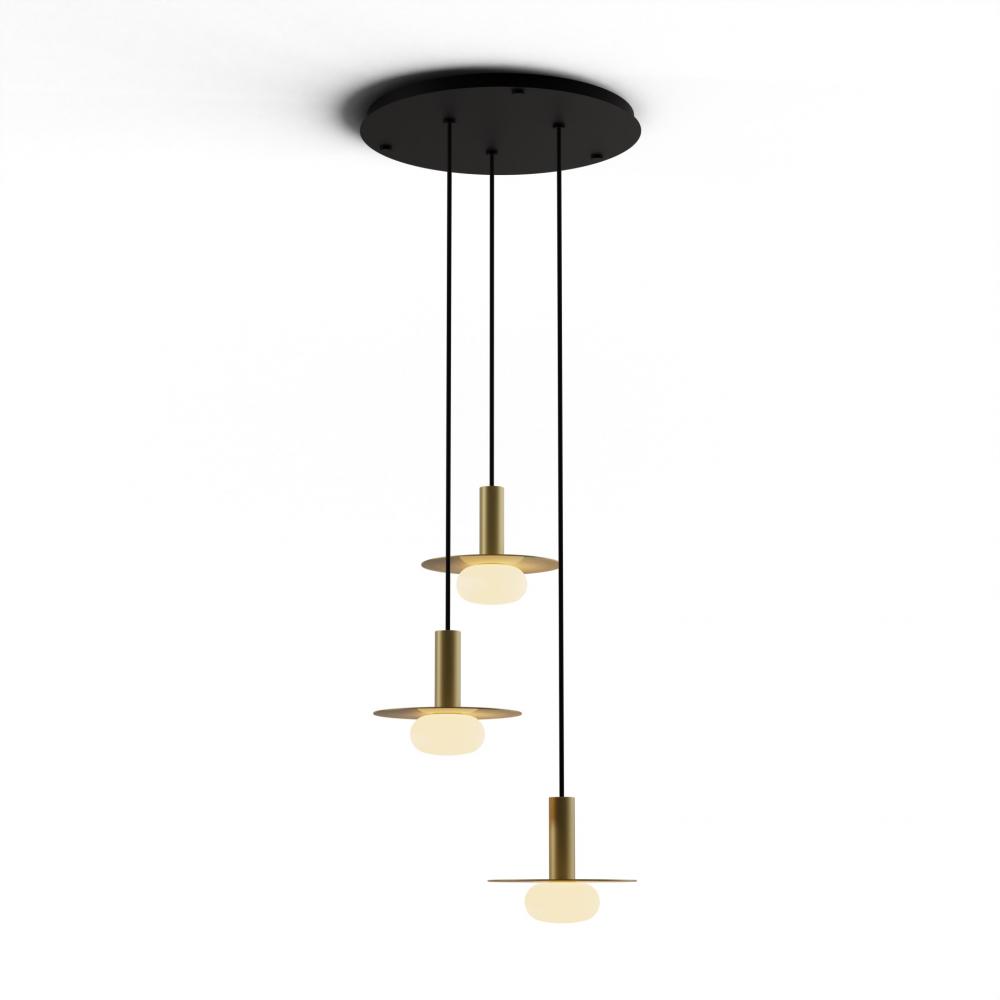 Combi Pendant 6&#34; Circular 3 Combo Brass with Matte Black Canopy