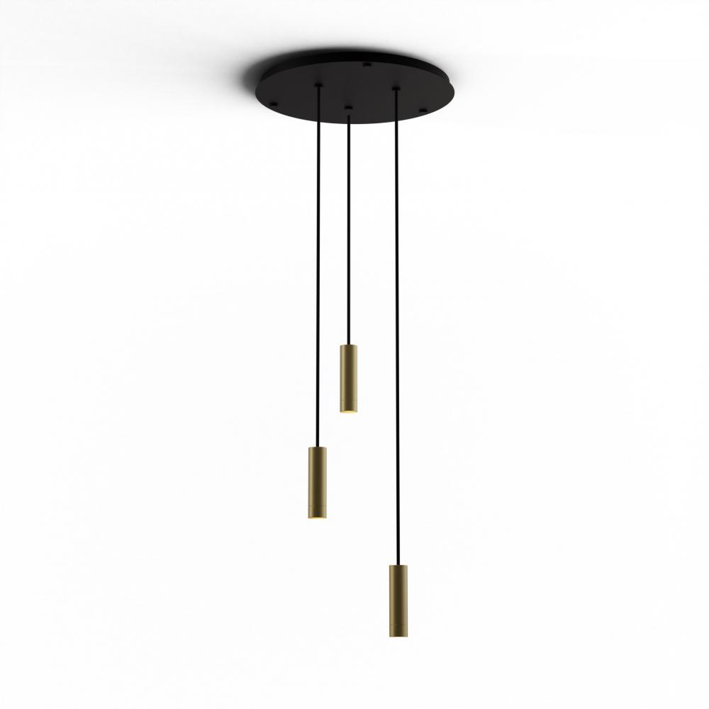 Combi Pendant 6&#34; Circular 3 Combo Brass with Matte Black Canopy, Suspension / Flush Mount 2-in-1