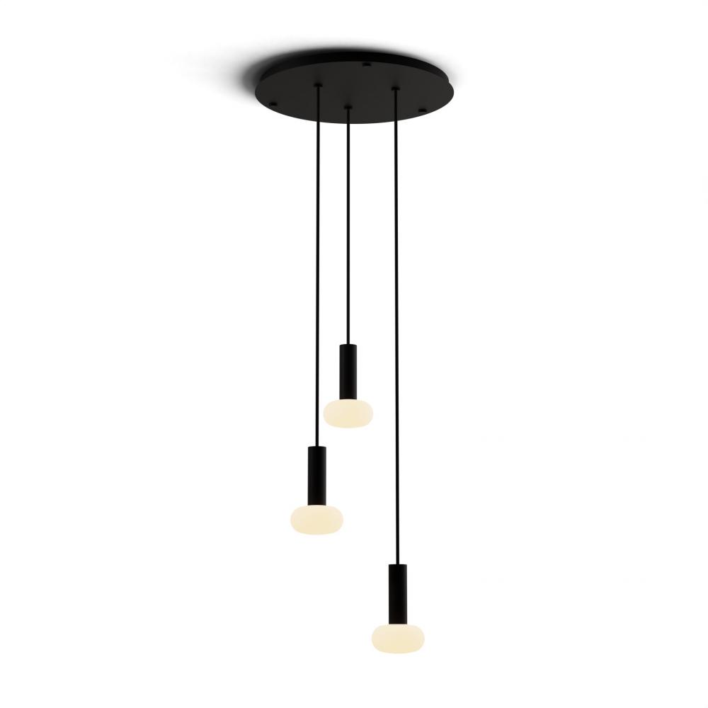 Combi Pendant 6&#34; Circular 3 Combo Matte Black with Matte Black Canopy, Glass Ball attachment, Su