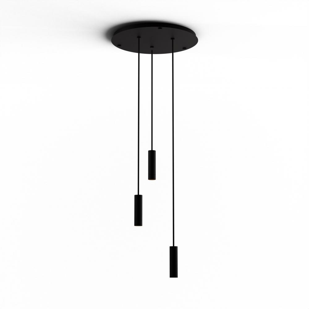 Combi Pendant 6&#34; Circular 3 Combo Matte Black with Matte Black Canopy