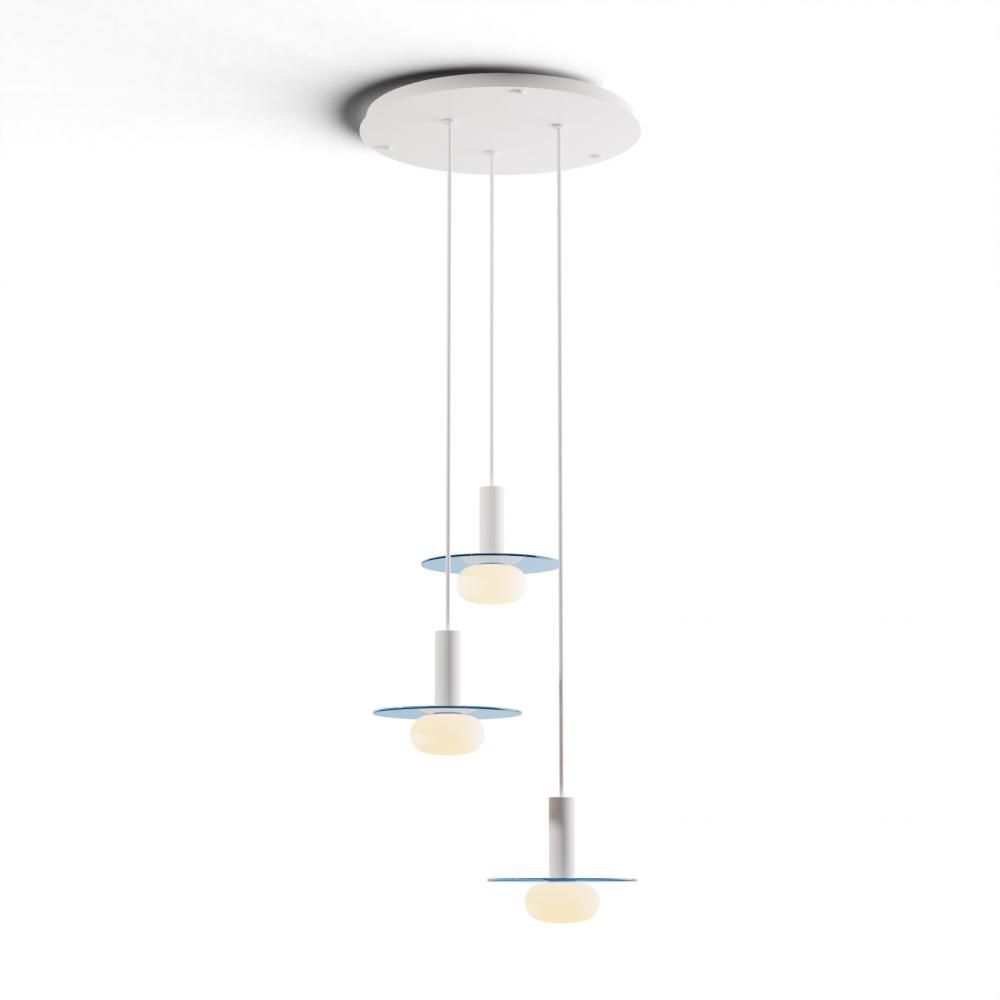 Combi Pendant 6&#34; Circular 3 Combo Matte White with Matte White Canopy