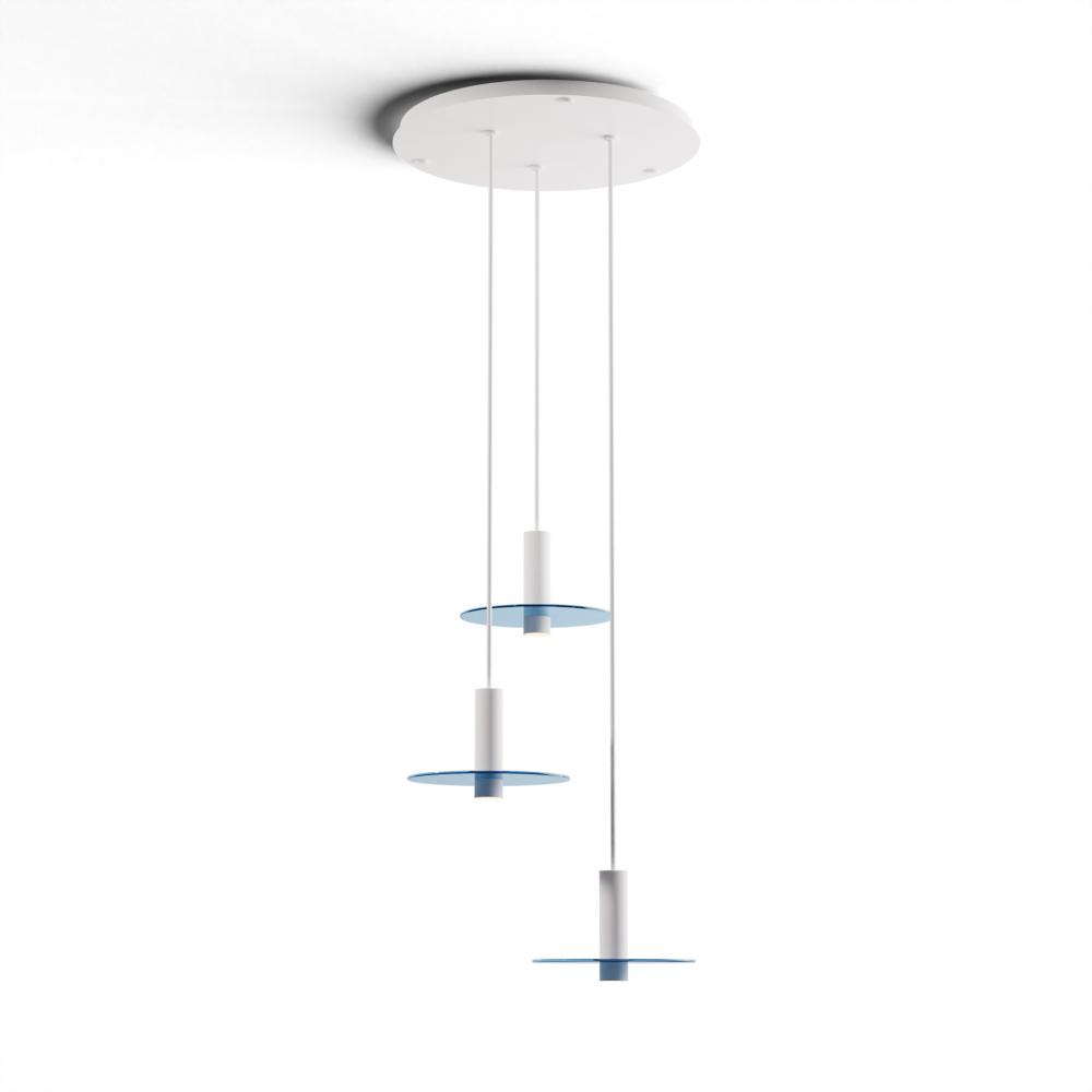 Combi Pendant 6&#34; Circular 3 Combo Matte White with Matte White Canopy