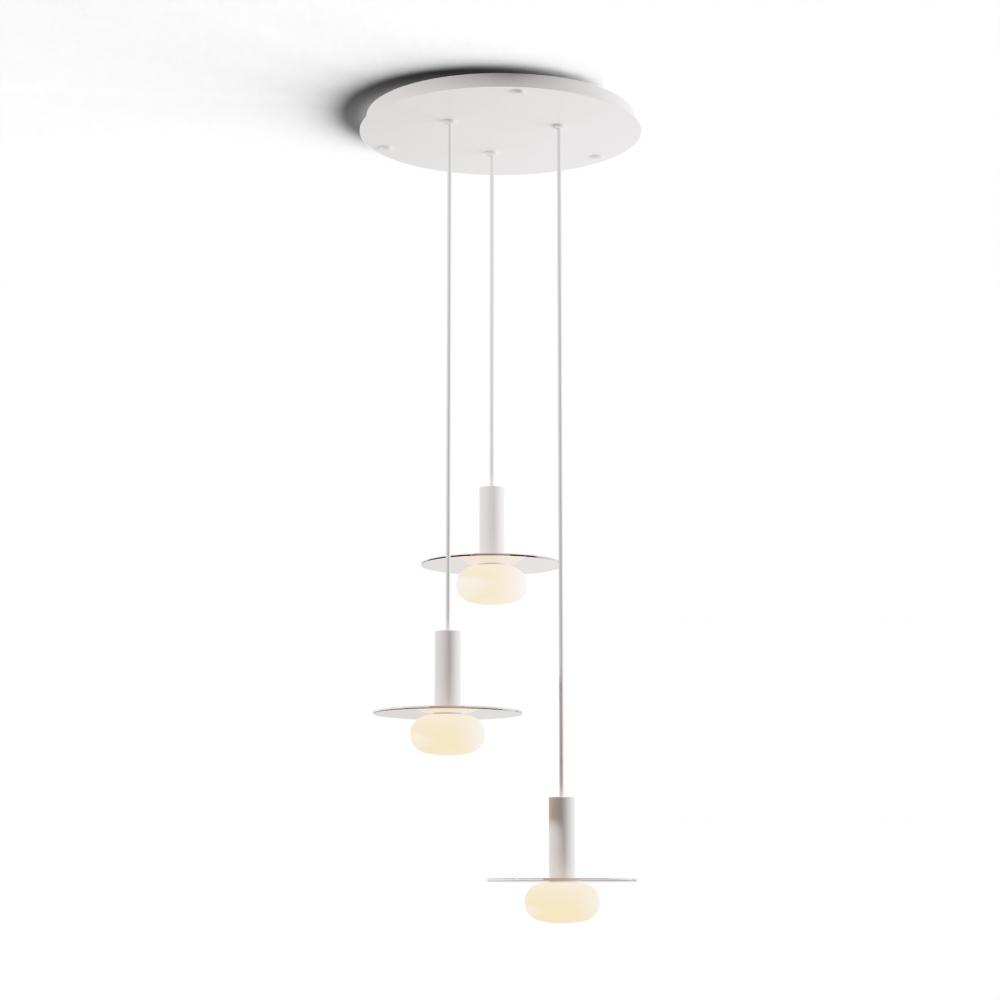 Combi Pendant 6&#34; Circular 3 Combo Matte White with Matte White Canopy