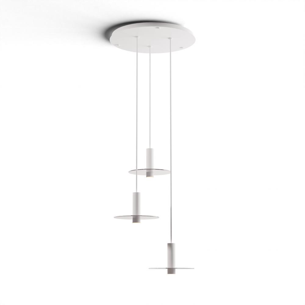 Combi Pendant 6&#34; Circular 3 Combo Matte White with Matte White Canopy