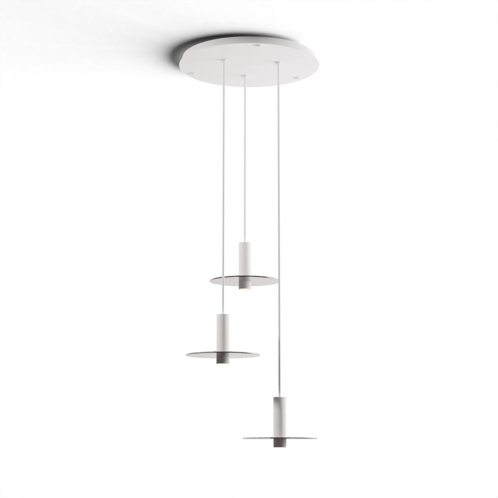 Combi Pendant 6&#34; Circular 3 Combo Matte White with Matte White Canopy