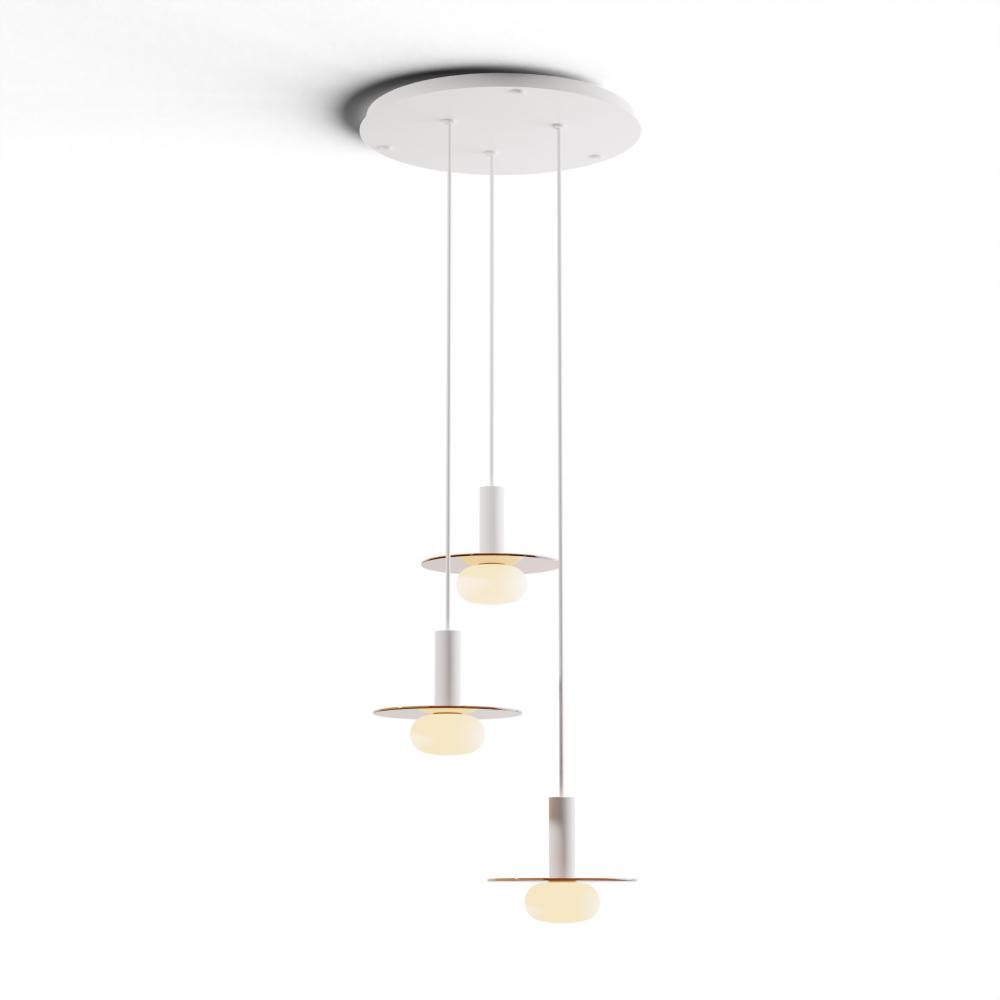 Combi Pendant 6&#34; Circular 3 Combo Matte White with Matte White Canopy