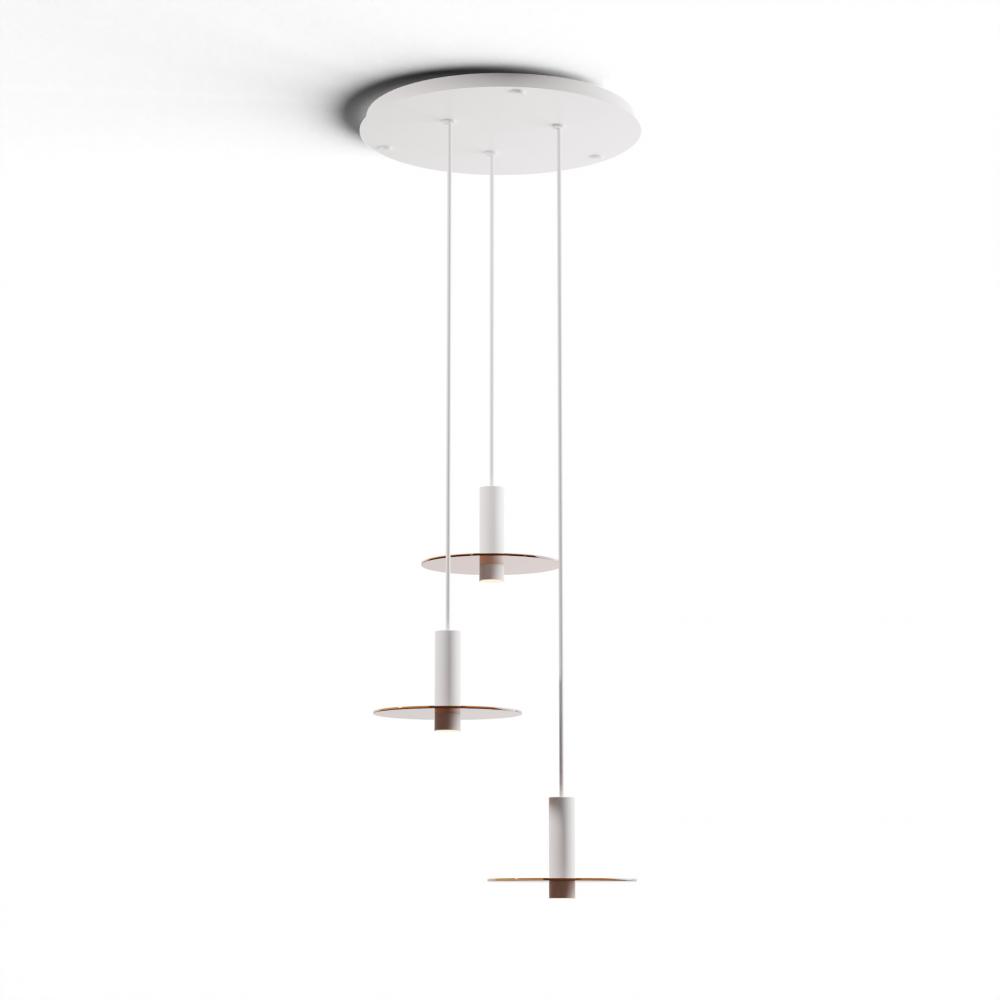 Combi Pendant 6&#34; Circular 3 Combo Matte White with Matte White Canopy