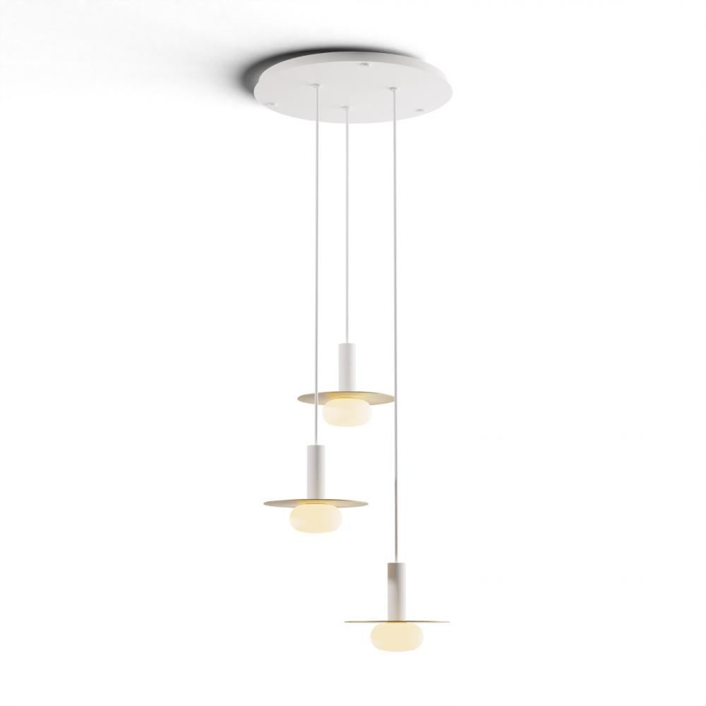 Combi Pendant 6&#34; Circular 3 Combo Matte White with Matte White Canopy