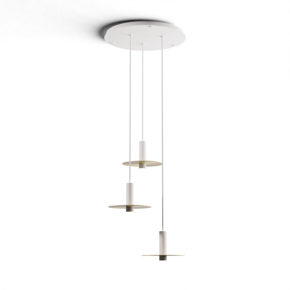 Combi Pendant 6&#34; Circular 3 Combo Matte White with Matte White Canopy